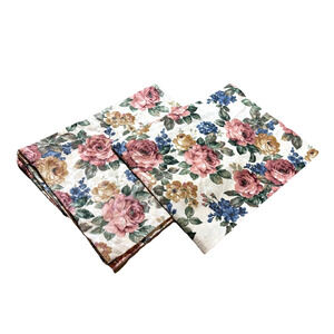 Pair of Vintage Wide Floral Valances 2 Short Curtains Window Treatments Flowers